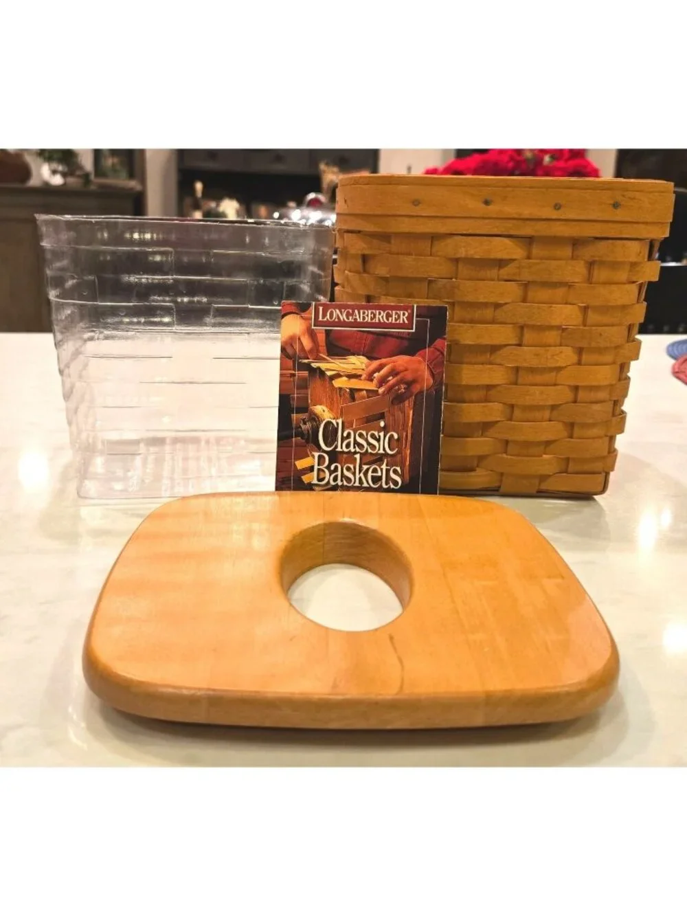 Vintage Longaberger Tissue Basket With Lid and Protector Hand Signed 1997